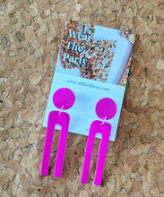 Load image into Gallery viewer, Pink Patent Statement Stud Dangles
