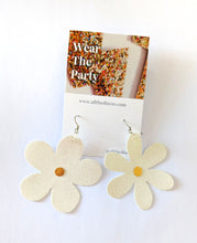 Load image into Gallery viewer, Medium Spring Flower Dangle Earrings - White Glitter Petal
