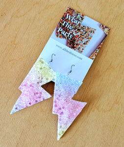 Spring Pastel Rainbow Disco Bolt Lightning Bolt Earrings