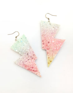 Spring Pastel Rainbow Disco Bolt Lightning Bolt Earrings