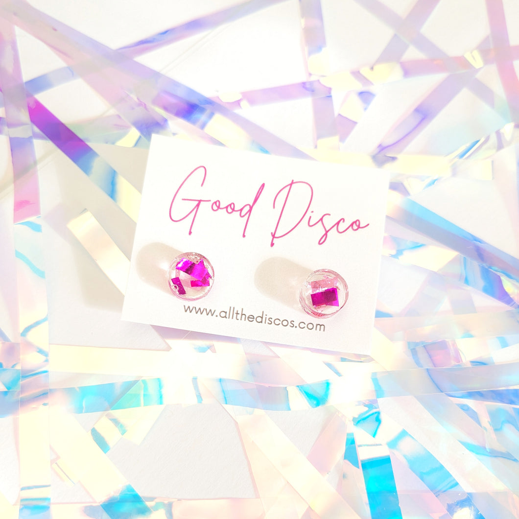 Tinsel Confetti Tiny Stud Earrings - Pink