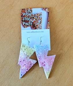Spring Pastel Rainbow Disco Bolt Lightning Bolt Earrings