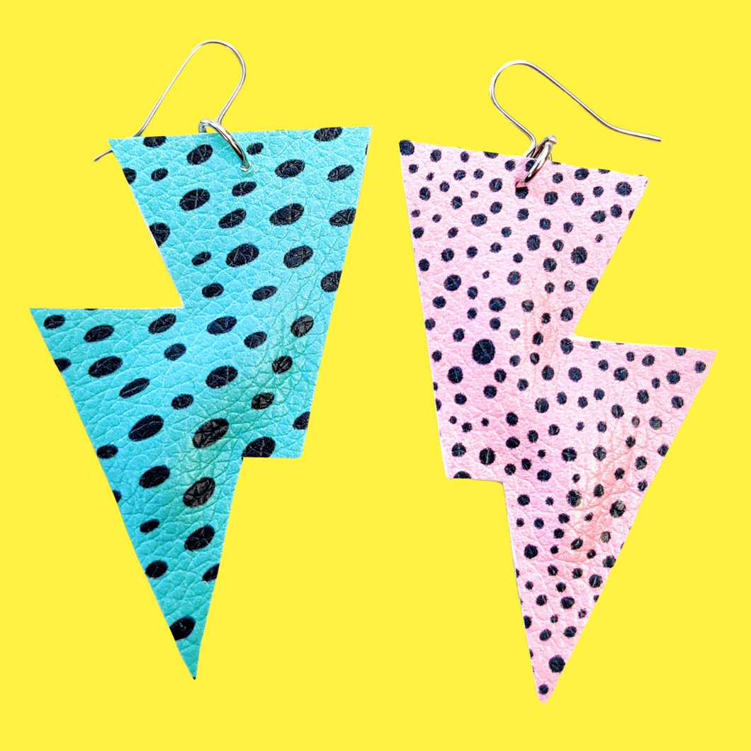 Truly Outrageous Collection - Pink and Blue 'Jem Inspired- Disco Bolt Lightning Bolt Earrings