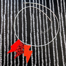Load image into Gallery viewer, Disco Bolt Triple Bolt Pendant Necklace - Matte Red, Orange and Glitter Red
