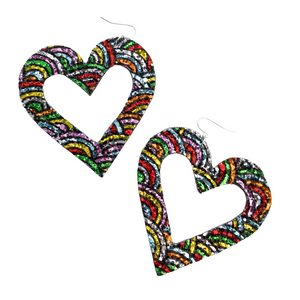 Rainbow Pattern Oversized Cut out Hearts