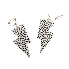 Load image into Gallery viewer, Spotty Matte Leatherette - Mini Disco Bolt Lightning Bolt Earrings
