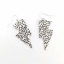 Load image into Gallery viewer, Spotty Matte Leatherette - Mini Disco Bolt Lightning Bolt Earrings
