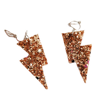 Load image into Gallery viewer, Party Gold Glitter - Mini Disco Bolt Lightning Bolt Earrings
