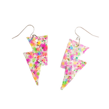 Load image into Gallery viewer, Bright Confetti - Mini Disco Bolt Lightning Bolt Earrings
