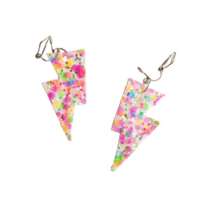 Bright Confetti - Mini Disco Bolt Lightning Bolt Earrings