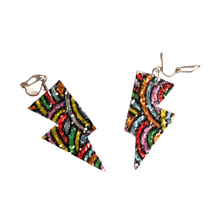 Load image into Gallery viewer, Rainbow Pattern Glitter - Mini Disco Bolt Lightning Bolt Earrings
