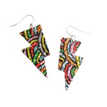 Load image into Gallery viewer, Rainbow Pattern Glitter - Mini Disco Bolt Lightning Bolt Earrings
