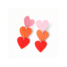 Load image into Gallery viewer, Heart On The Line - Chain of Heart Earrings - Pink, Orange and Red
