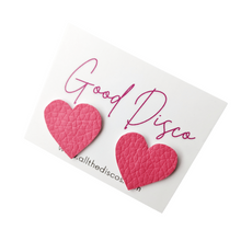 Load image into Gallery viewer, Good Disco Heart Earrings - Pink Matte Leatherette
