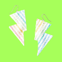 Load image into Gallery viewer, Chunky Rainbow Stripe Glitter - Disco Bolt Lightning Bolt Earrings
