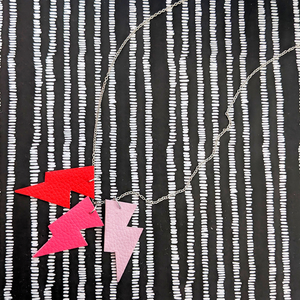 Disco Bolt Triple Bolt Pendant Necklace - Matte Pinks and Red