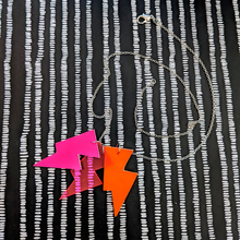 Load image into Gallery viewer, Disco Bolt Triple Bolt Pendant Necklace - Patent Pink, Orange and Jelly Pink
