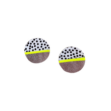 Load image into Gallery viewer, Statement Studs - Silver, Yellow and Spotty Circle

