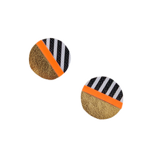 Load image into Gallery viewer, Statement Studs - Gold, Orange and Stripe Circle
