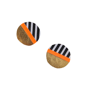 Statement Studs - Gold, Orange and Stripe Circle