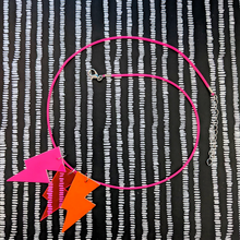Load image into Gallery viewer, Disco Bolt Triple Bolt Pendant Necklace - Patent Pink, Orange and Jelly Pink
