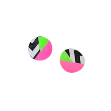 Load image into Gallery viewer, Statement Studs - Pink, Green and Patterned Circle
