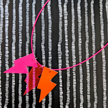 Load image into Gallery viewer, Disco Bolt Triple Bolt Pendant Necklace - Patent Pink, Orange and Jelly Pink
