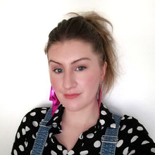 Load image into Gallery viewer, Pink Metallic Leatherette - Super Disco Bolt Oversized Lightning Bolt Earrings
