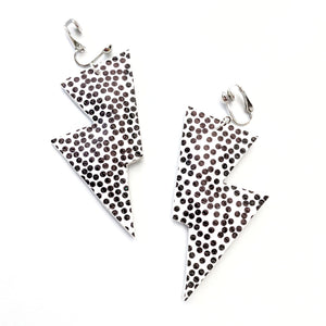 Spotty Matte Leatherette - Disco Bolt Lightning Bolt Earrings