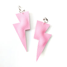Load image into Gallery viewer, Pale Pink Matte Leatherette - Super Disco Bolt Oversized Lightning Bolt Earrings
