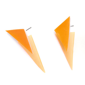 Neon Orange Patent and Jelly - Power Dressing Stud Earrings
