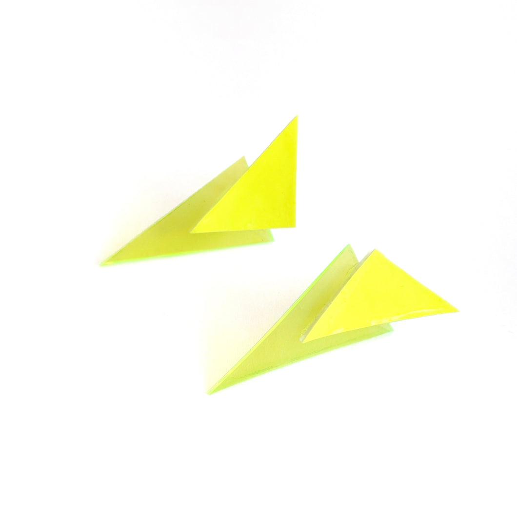 Neon Yellow Patent and Jelly - Power Dressing Stud Earrings