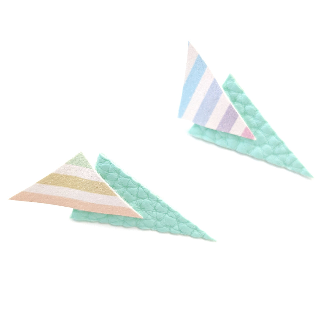 Mint and Rainbow Stripe - Power Dressing Stud Earrings