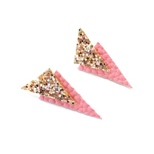 Soft Coral and Gold - Power Dressing Stud Earrings