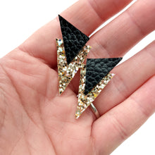Load image into Gallery viewer, Gold Glitter and Matte Black - Power Dressing Stud Earrings
