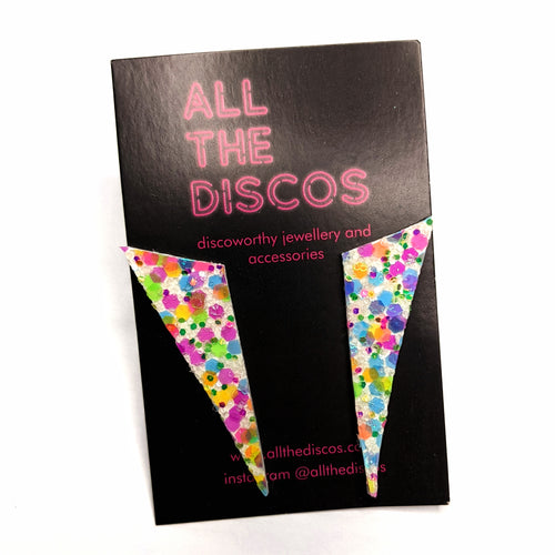 Good Disco Collection - Asymmetric Stud Earrings - Bright Confetti Glitter