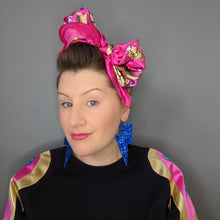 Load image into Gallery viewer, Sapphire Blue Glitter - Super Disco Bolt Oversized Lightning Bolt Earrings
