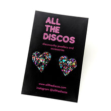Load image into Gallery viewer, Good Disco Collection - Heart Stud Earrings - Deep Purple Glitter
