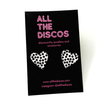 Load image into Gallery viewer, Good Disco Collection - Heart Stud Earrings - Spotty Matte Leatherette
