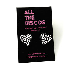 Good Disco Collection - Heart Stud Earrings - Spotty Matte Leatherette