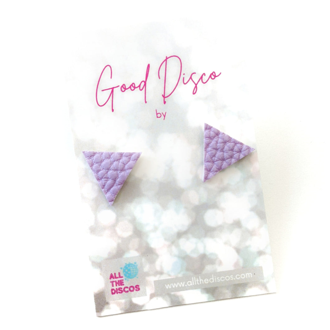 Good Disco Collection - Triangle Stud Earrings - Lavender Matte Leatherette