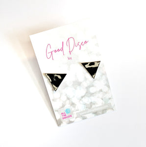 Good Disco Collection - Triangle Stud Earrings - Black Patent