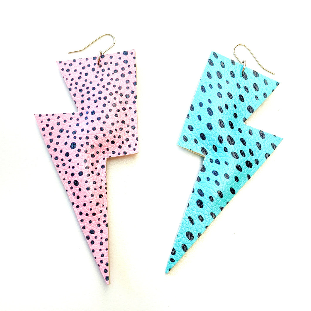 Truly Outrageous Collection - Pink and Blue 'Jem Inspired' Super Disco Bolt Lightning Bolt Earrings