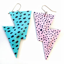 Load image into Gallery viewer, Truly Outrageous Collection - Pink and Blue &#39;Jem Inspired- Disco Bolt Lightning Bolt Earrings
