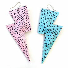 Load image into Gallery viewer, Truly Outrageous Collection - Pink and Blue &#39;Jem Inspired&#39; Super Disco Bolt Lightning Bolt Earrings
