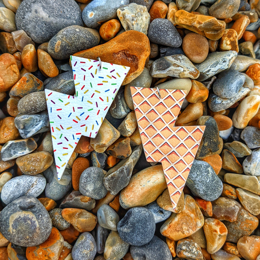 Ice Cream Cone - Disco Bolt Lightning Bolt Earrings
