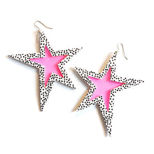 Load image into Gallery viewer, Truly Outrageous Collection - Jem Inspired Oversized Star Earrings - Spotty and Pink
