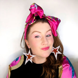 Truly Outrageous Collection - Jem Inspired Oversized Star Earrings - Spotty and Pink