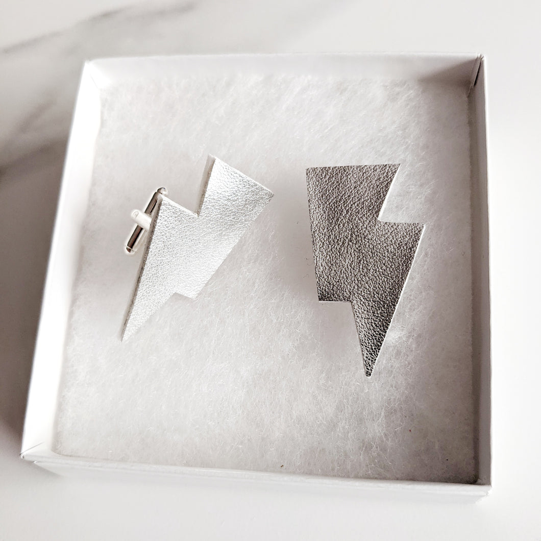 Disco Bolt Lightning Bolt Cufflinks - Silver