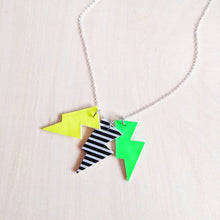 Load image into Gallery viewer, Disco Bolt Triple Bolt Pendant Necklace - Yellow, Stripe and Green
